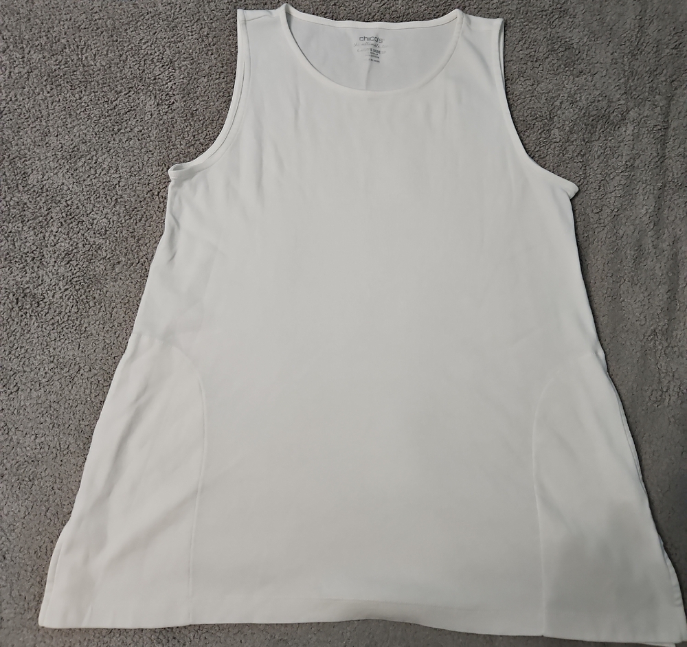 Chico's White Sleeveless Top w/ Side Pockets Sz. 12P